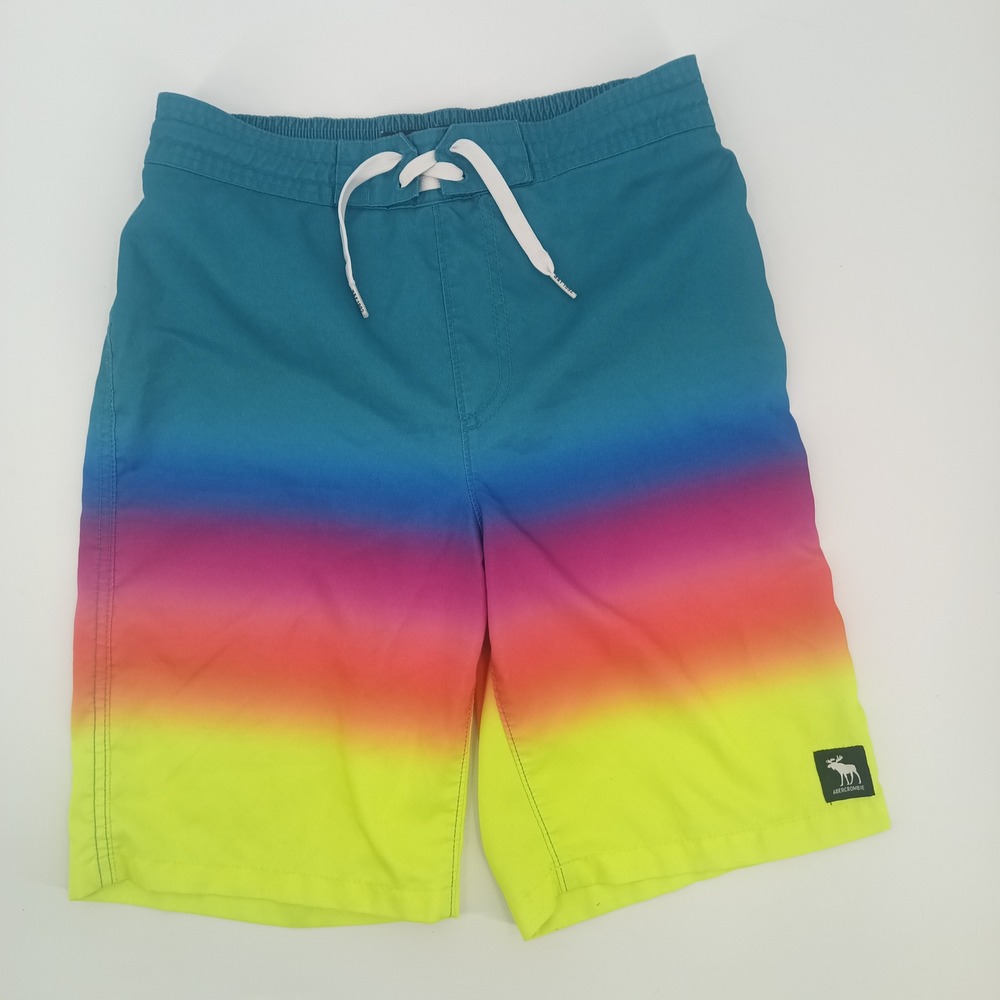 Abercrombie Kids Ombre Swim Trunks Boys 15/16 Teal Pink Yellow Board Shorts 1115